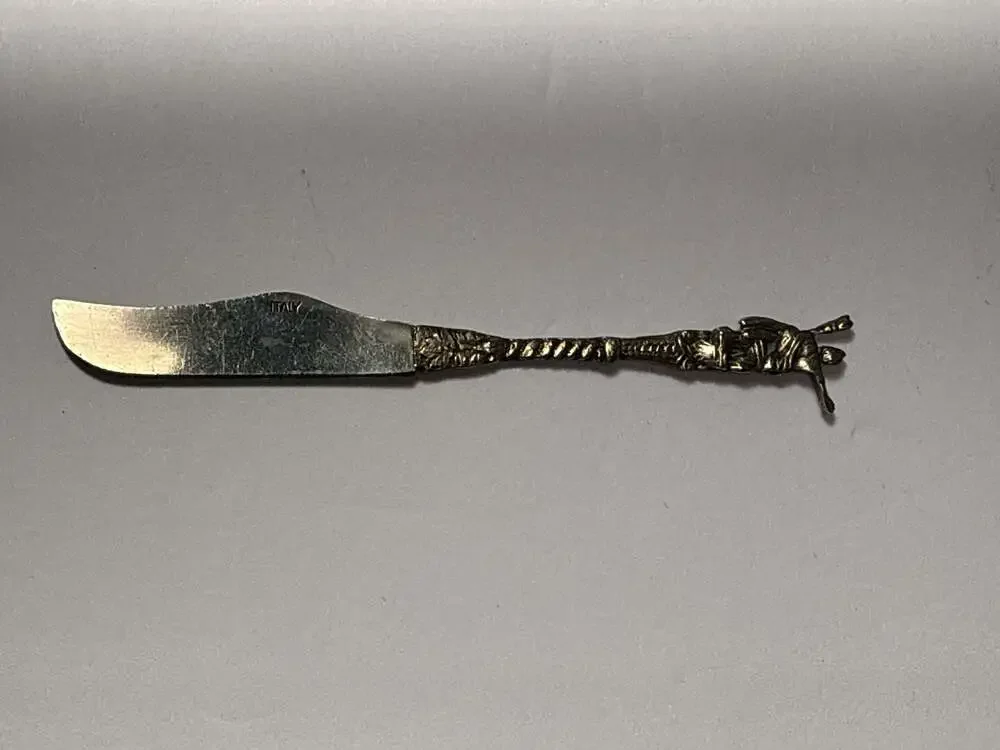 Vintage Italian Figural Handle Butter Knife Spreader Italy